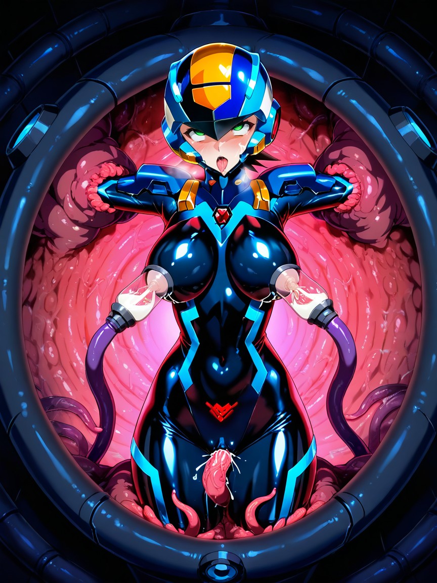Skin-tight Plugsuit, Bound Arms, Helmet Hentai AI Porn