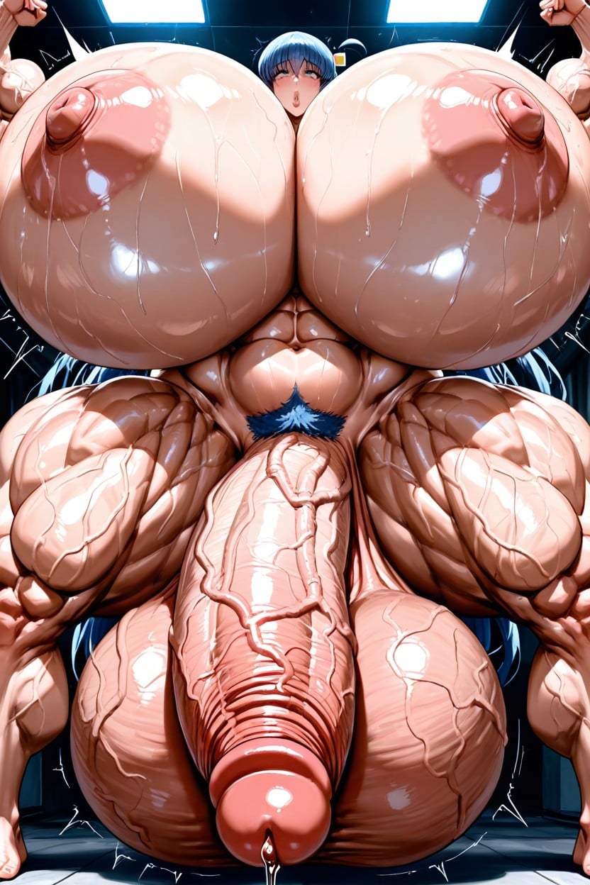 Gigantic Massive Futanari Hyper Cock, Huge Triceps, Cock Wider Than Torso Hentai AI Porn