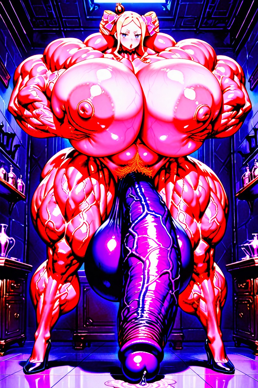 Hyper Gigantic Balls Expansion, Cock Wider Than Torso, Muscles Enlargement Hentai AI Porn