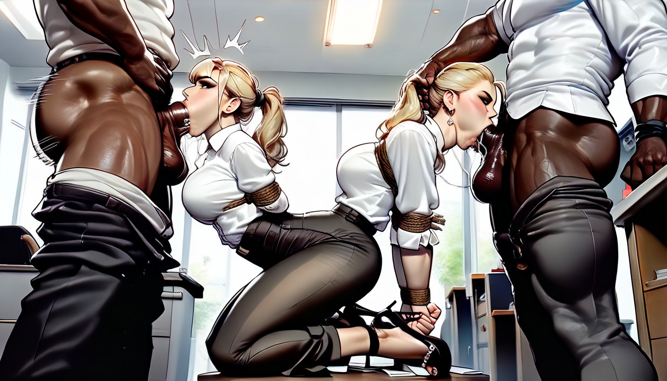 Brown Office Pants, Interracial, Gigantic Hentai AI Porn