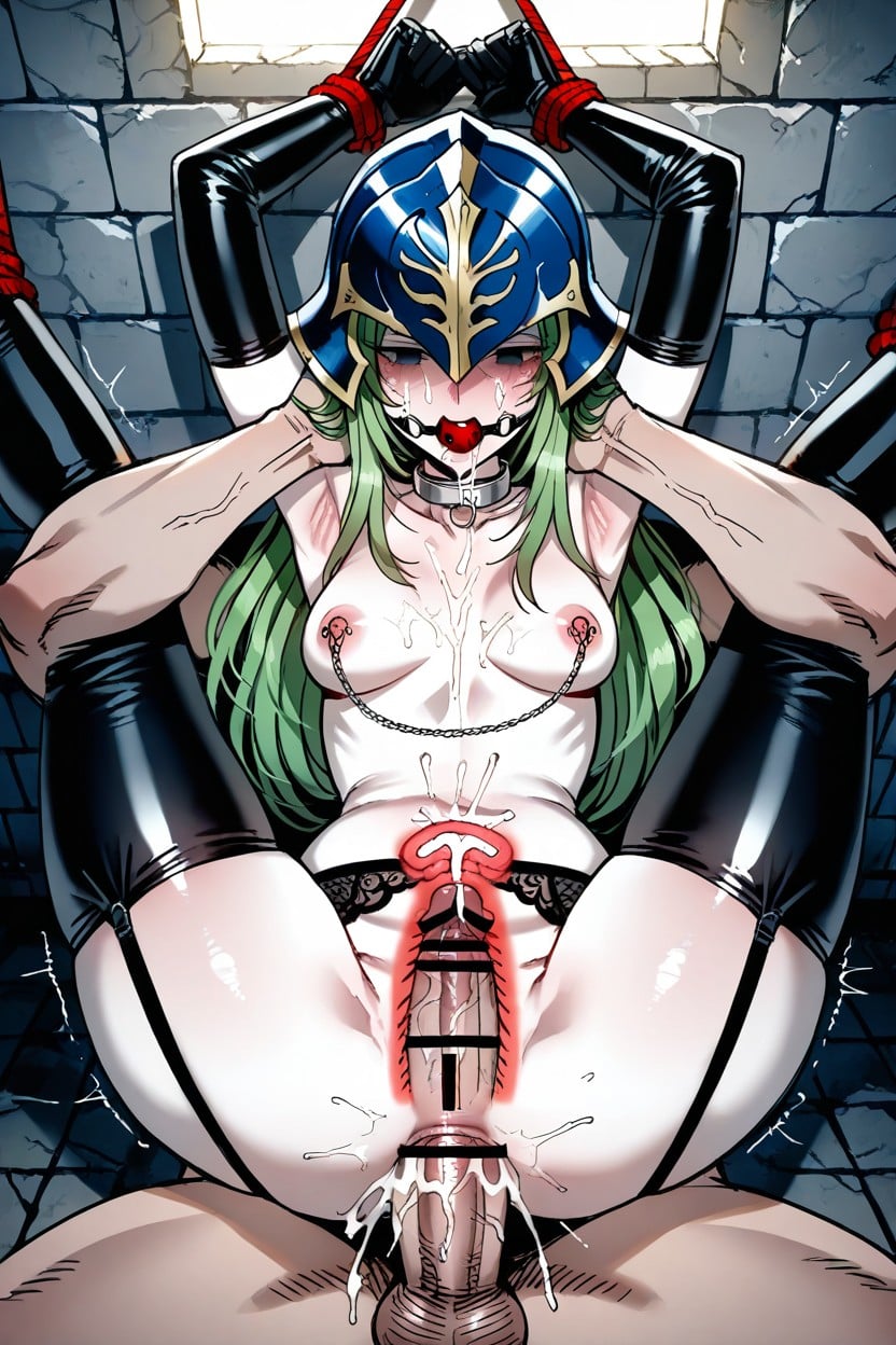 Shibari, Silver Latex Gloves, Small Ass Hentai AI Porn