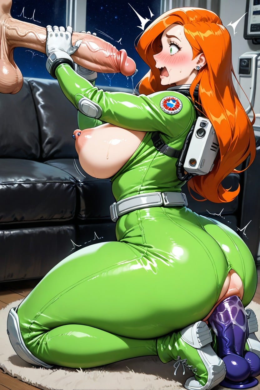 Between A Mans Lap, Green Eyes, Gaping Anus Hentai AI Porn