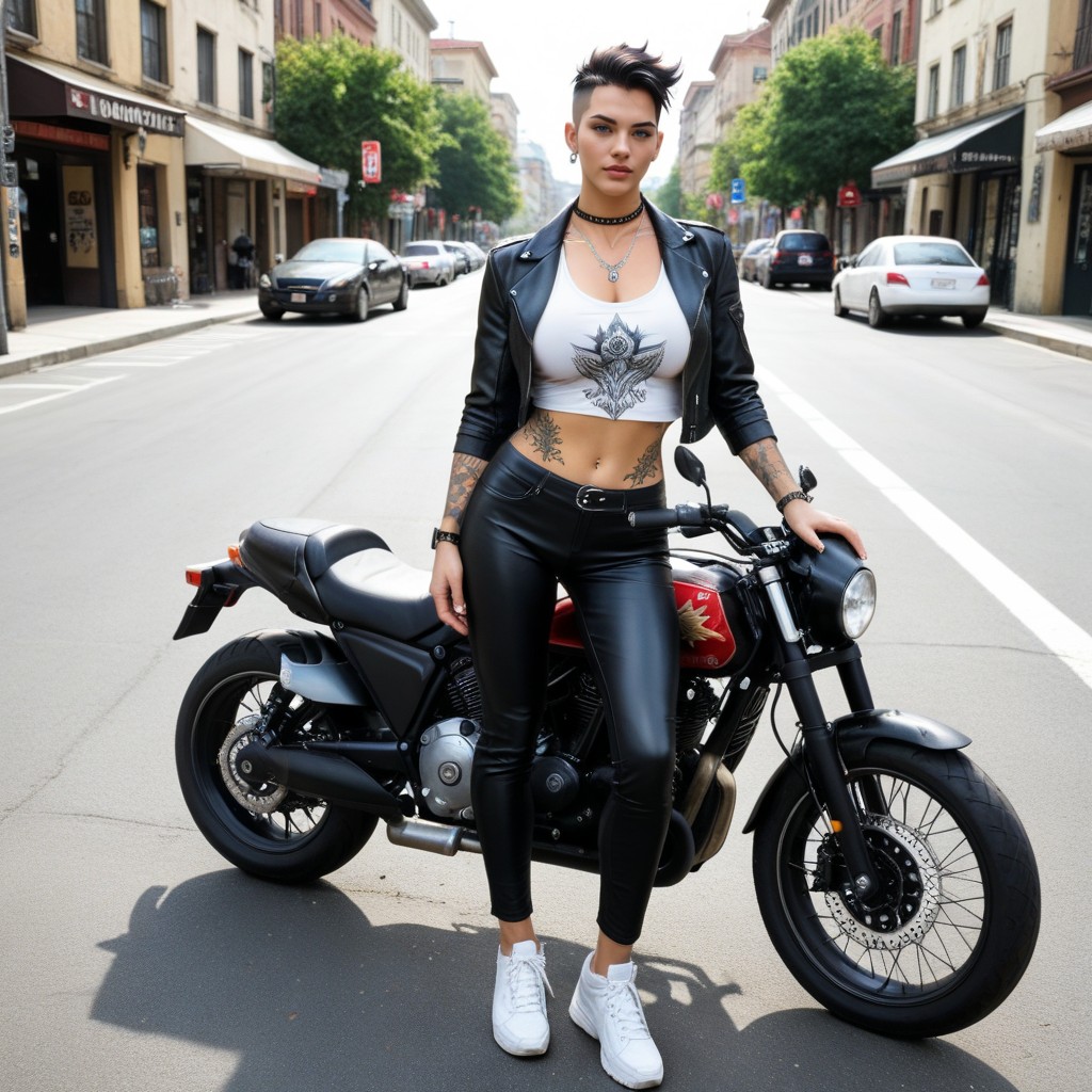 Black Hair, Prettiest Feminine Tomboy, White Sneakers AI Porn