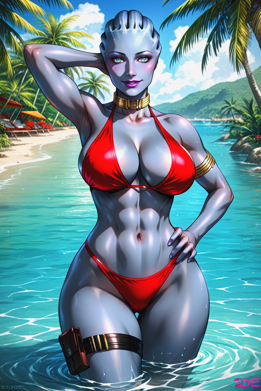 Gold Collar, Tropical Beach, Smile AI Porn