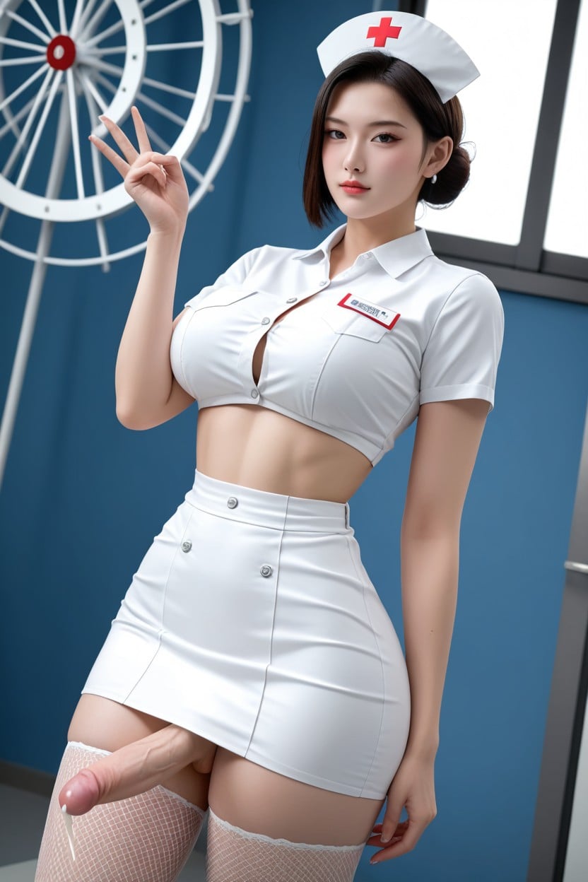Front View, Large Natural Breast, High Res Asian AI Porn