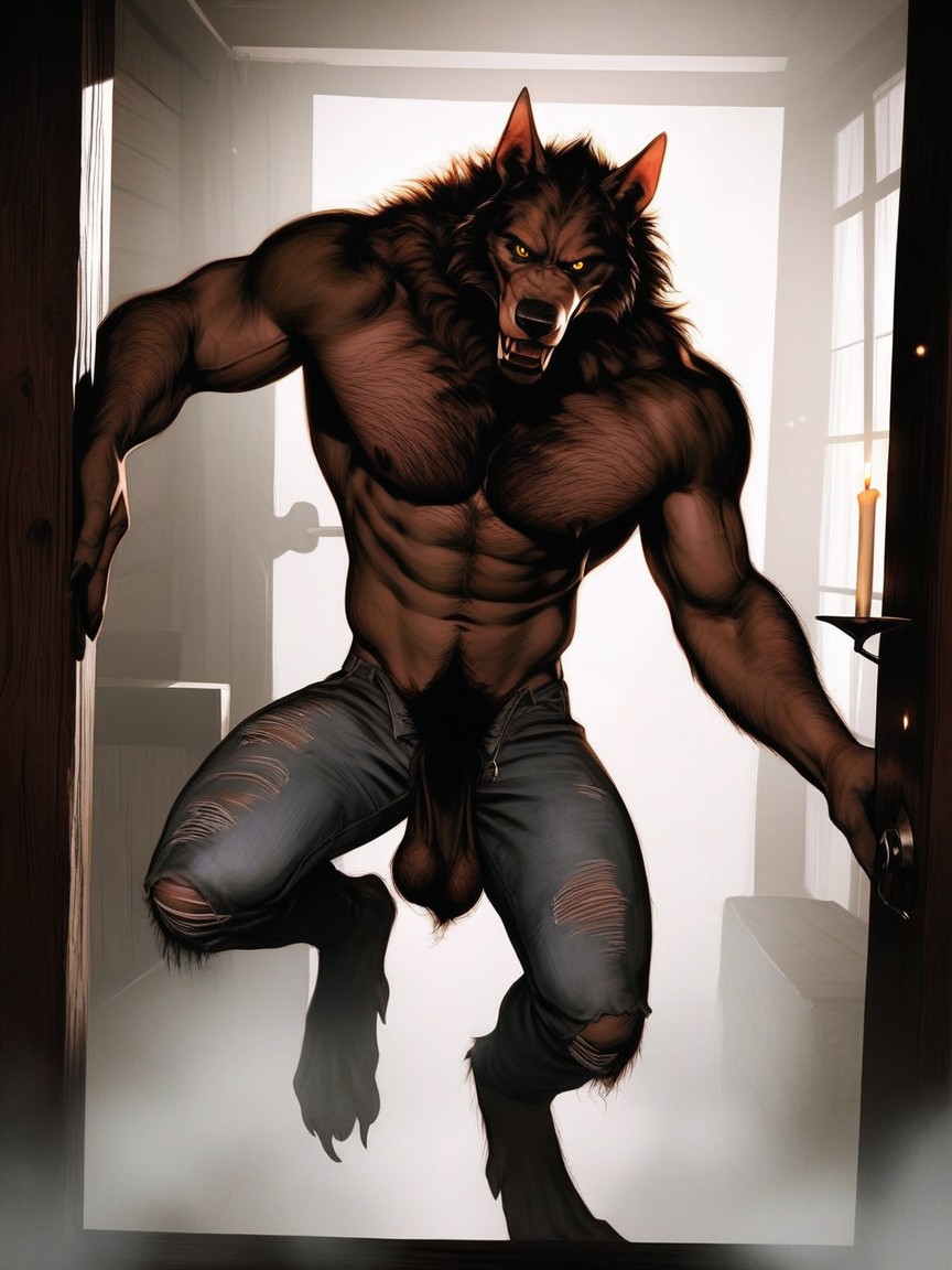Finely Detailed Brown Fur, Unzipping Its Pants, Yellow Eyes Porno IA Gay
