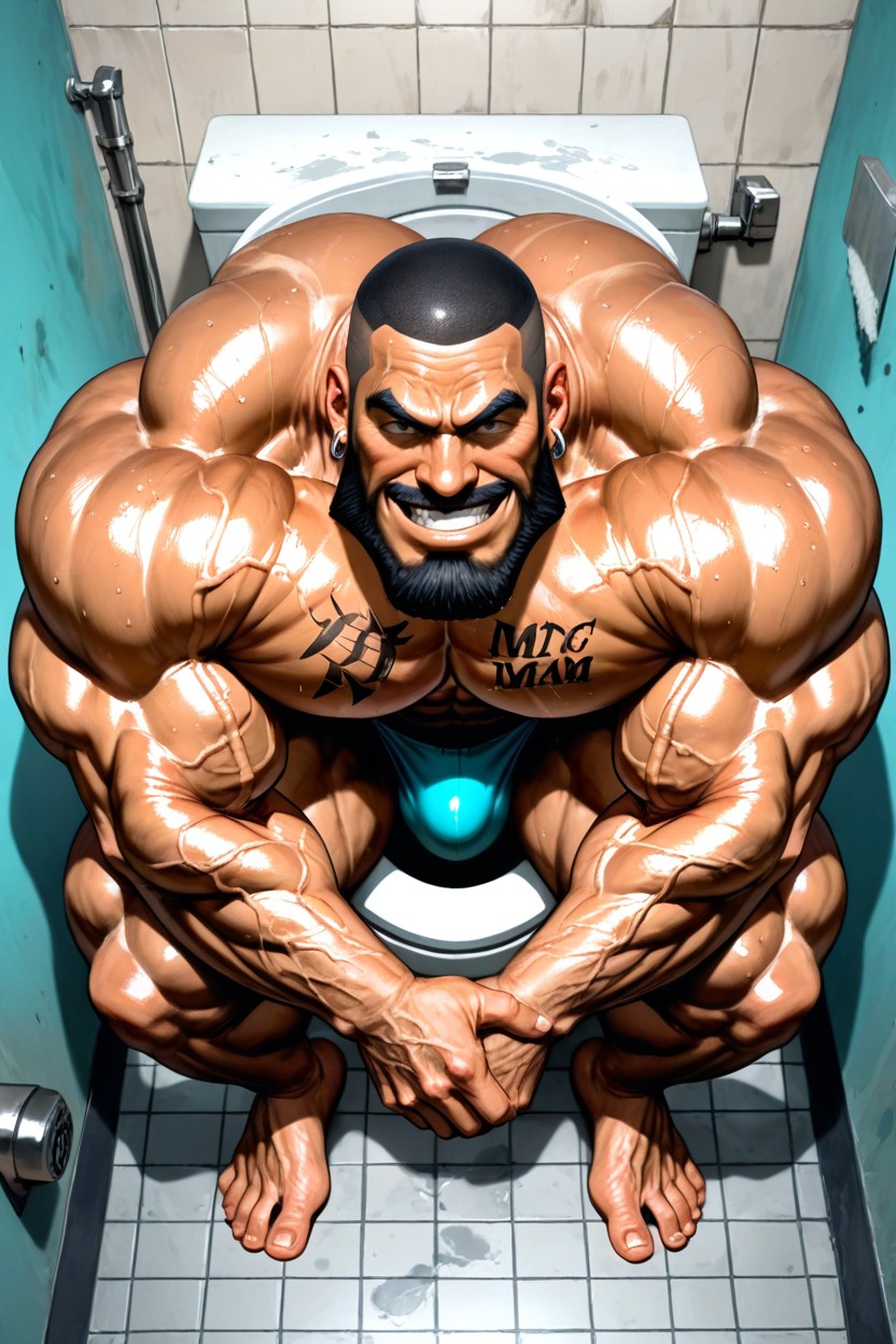Long Strong Neck, Cabine De Banheiro, Tan Lines Pornografia gay com IA