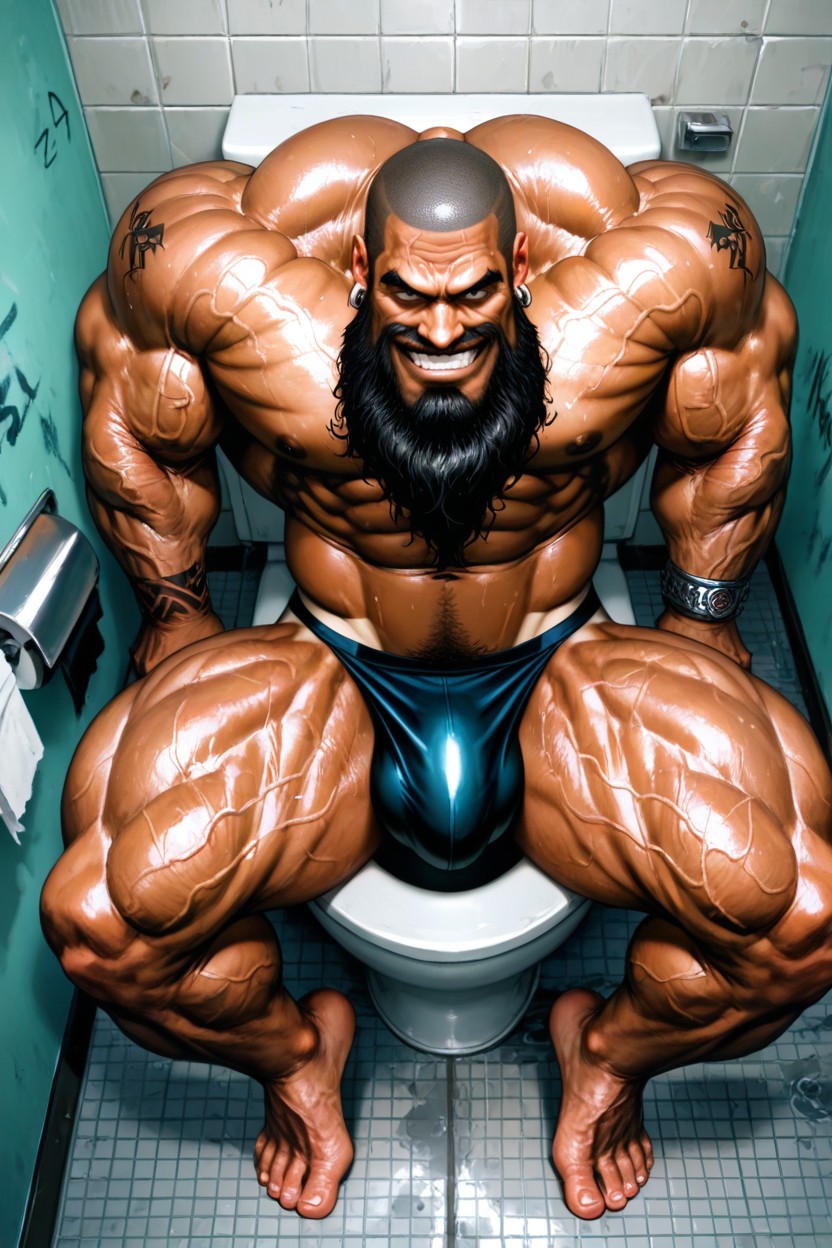 Detailed Muscles, Muscular Legs, Long Black Beard ゲイAIポルノ