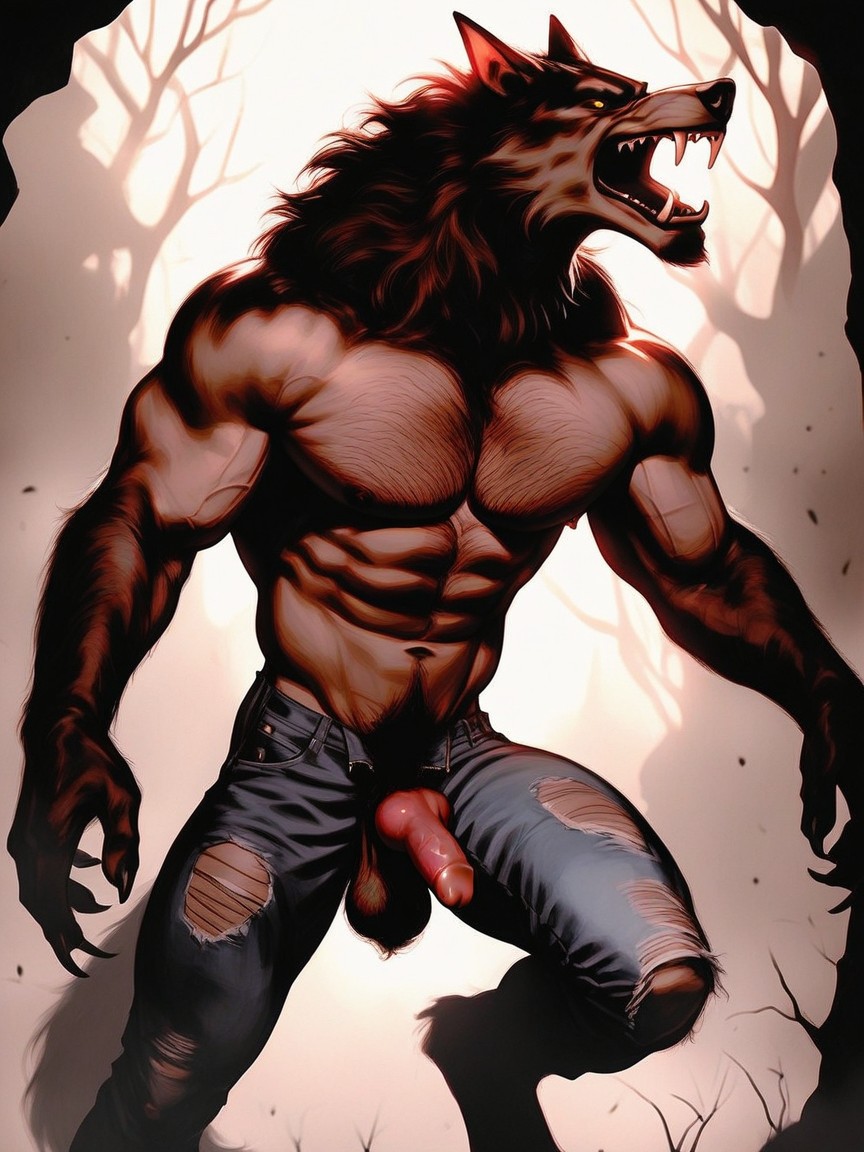 Massive Sharp Incisors, 25+, Werewolf Has A Massive Oversized Muscular Torso AI同性戀黃片