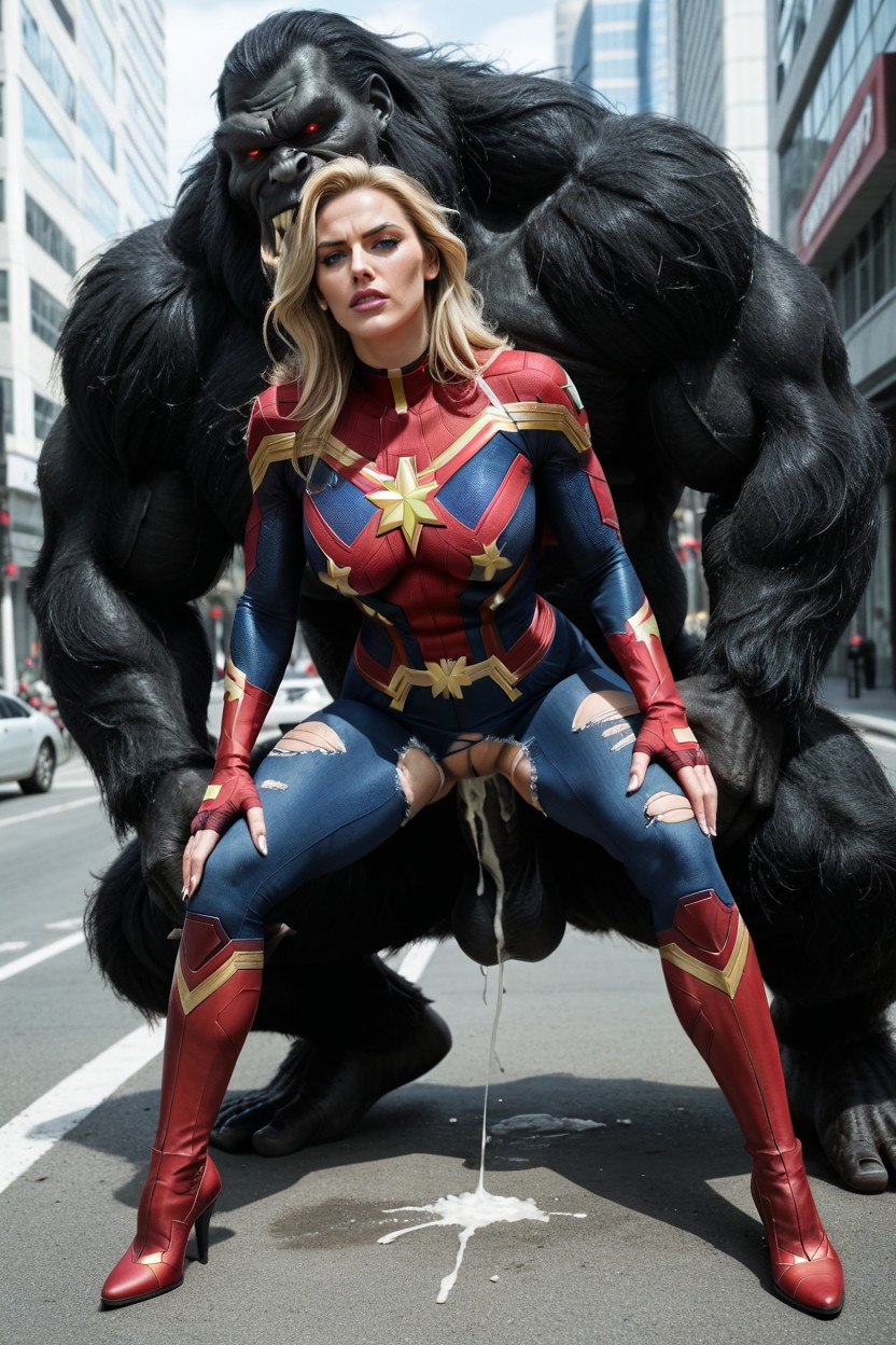 Virgin, Blonde Hair, Ultra Giant Beast Porn AI Porn
