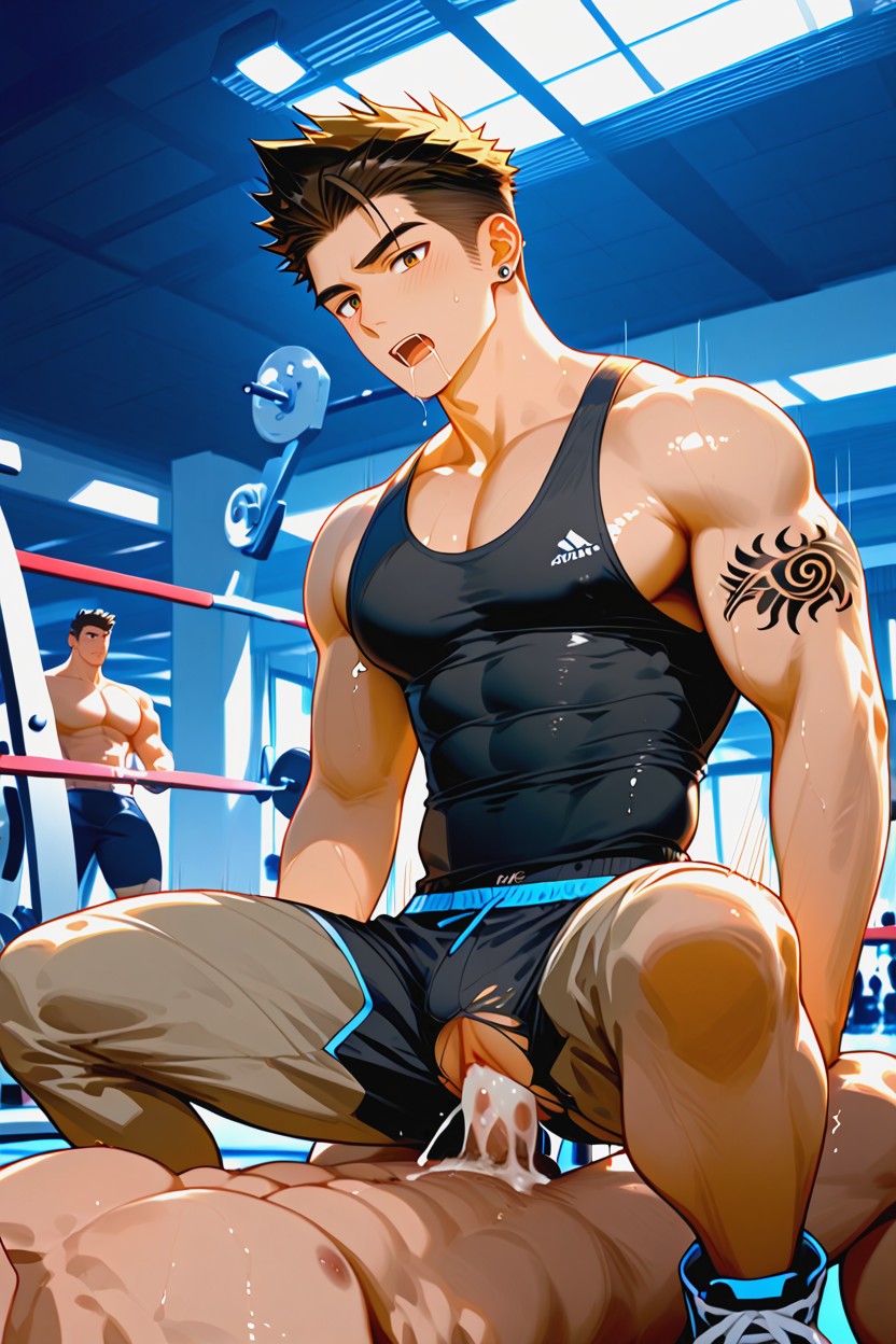 Transman, Motion Blur, Muscular Tan Skin AI Gay Porn