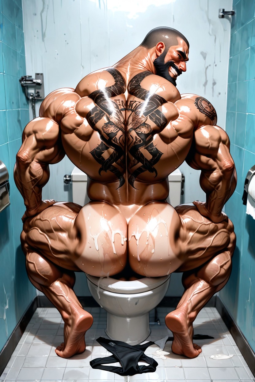 Dim Light, Long Black Beard, Veiny Legs AI Gay Porn