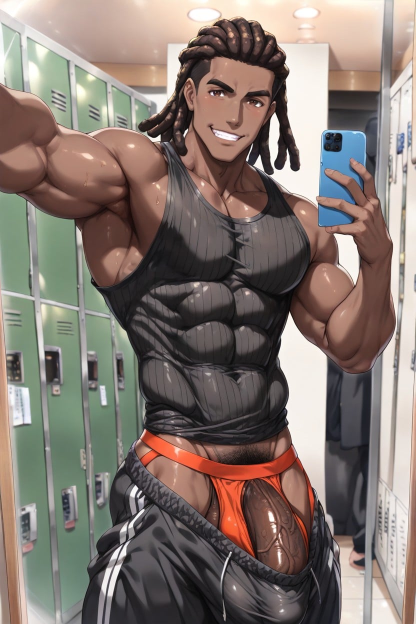 Selfie, Hypercock In Red Bulge, Solo AI Gay Porn
