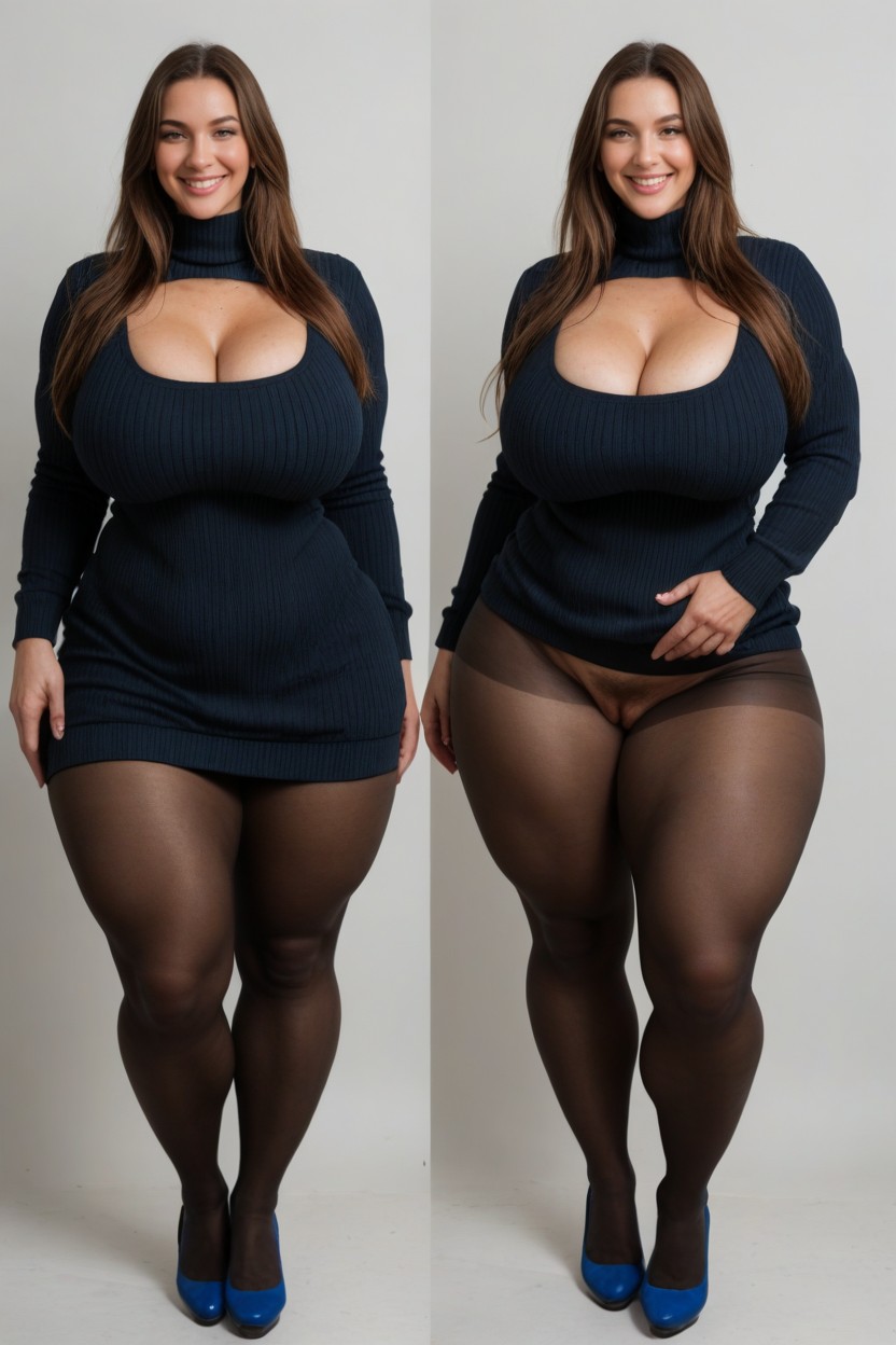 Multiple Views, Boobs Sagging Under Own Weight, Sexy Smile AI Porn