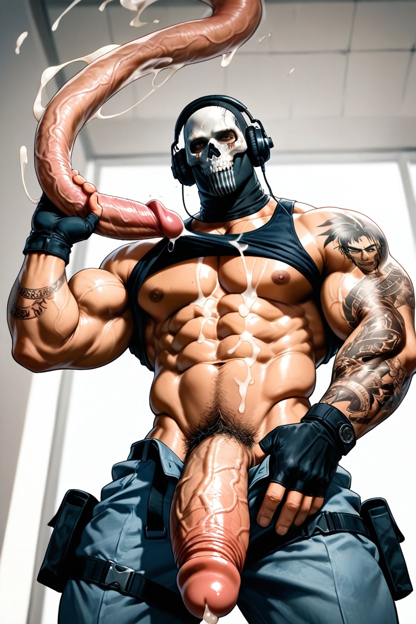 Bottom Up, Penis Peek, Large Pectorals AI Gay Porn