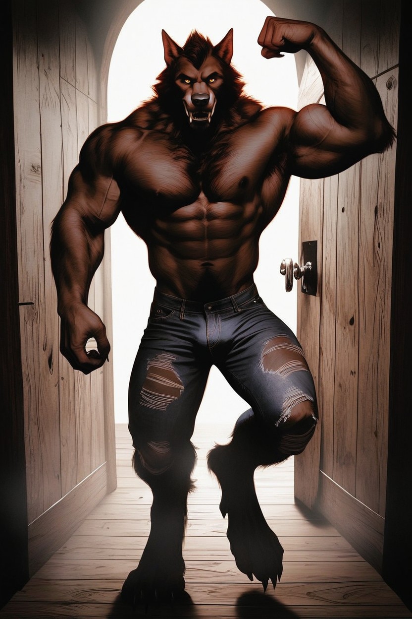 Hard Shadow, Highly Detailed, Wearing Ripped Jeans AI Gay Porn