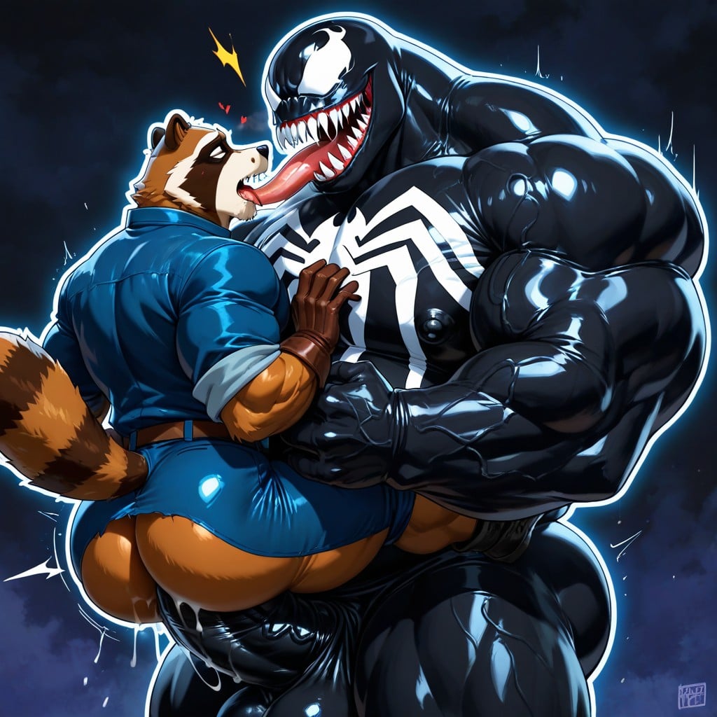 Rocket-raccoon From Marvel, Bust Shot, Hyper Muscle Pecs AI Gay Porn