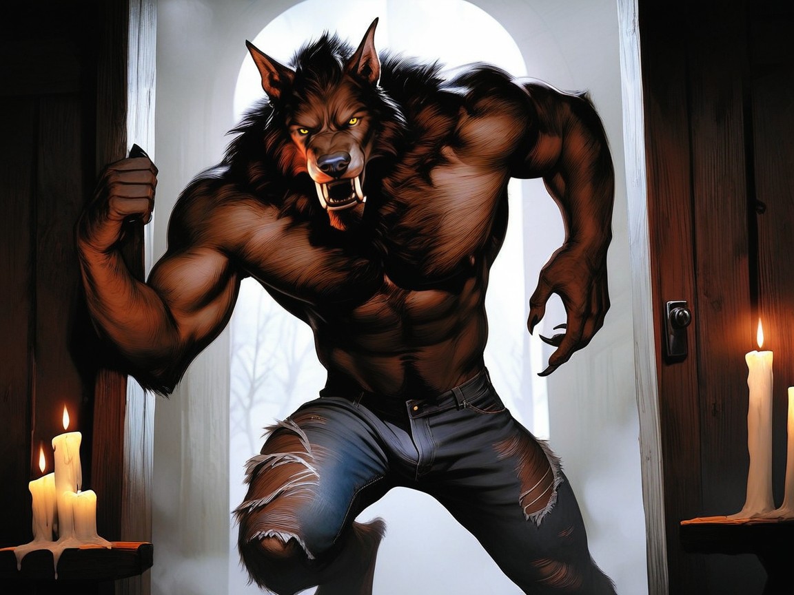 Hyper-realistic, Werewolf Has A Massive Oversized Torso, K Resolution AI Gay Porn