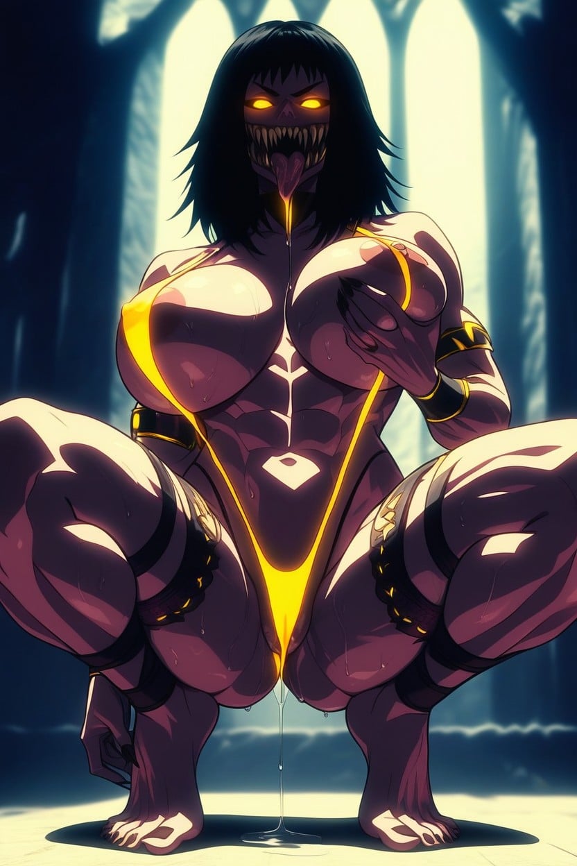 K, Squatting Over Viewer Face In Dark Arena, Nipples Hard Hentai AI Porn
