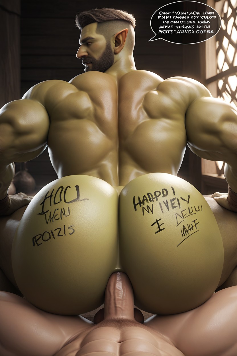 Masculine, Indoors, Big Muscular Bubble Butt AI Gay Porn