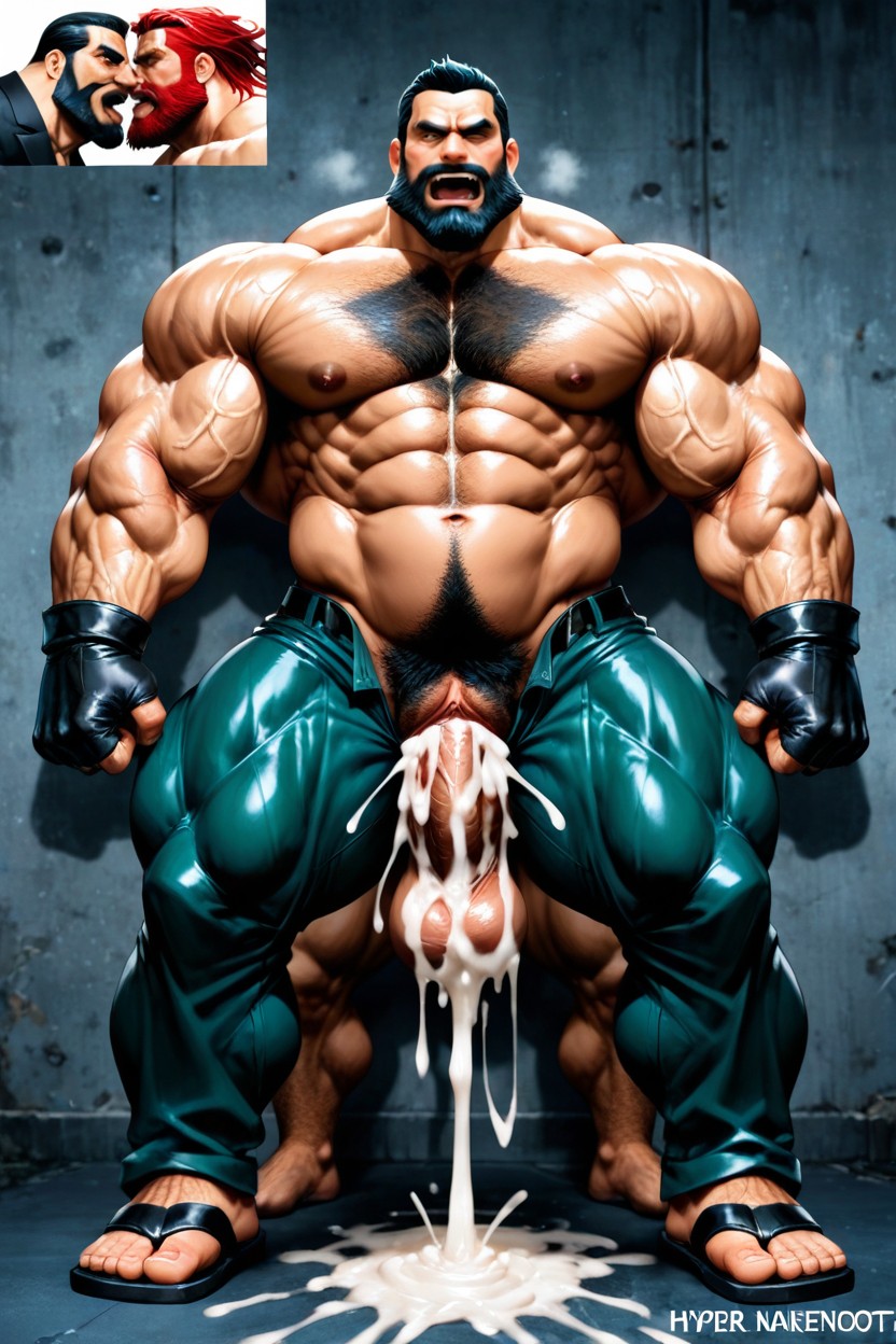 Hairy Chest, Oversized Muscles, Paw Gloves AI Gay Porn