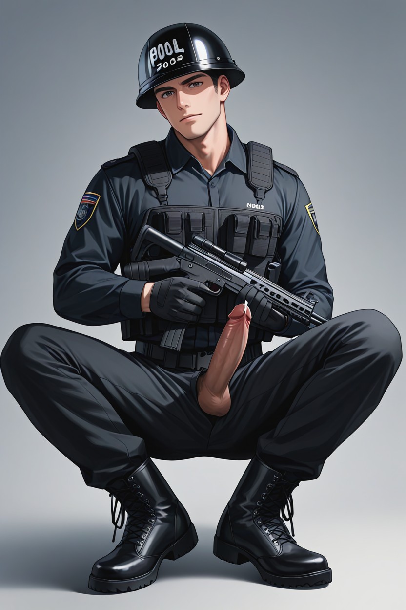 Fully Clothed, Open Penis, One Man AI Gay Porn
