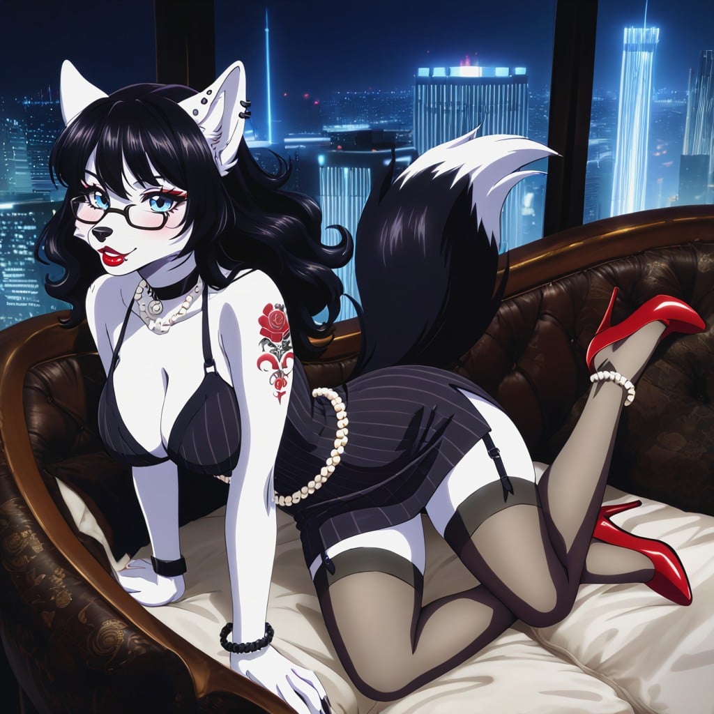 Model, Female Wolf, Sexy Furry AI Porn