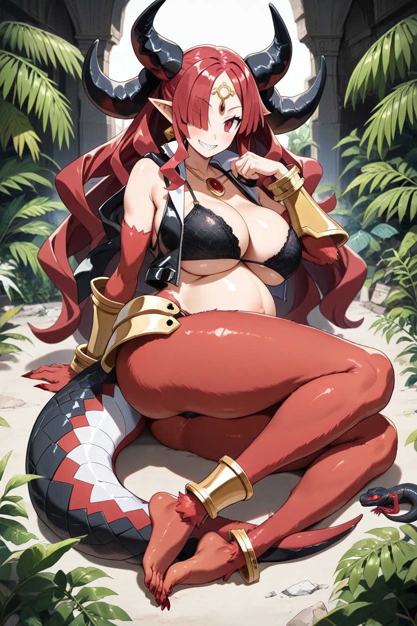 Underboob, Black Scale Bra, Noble Hentai IA