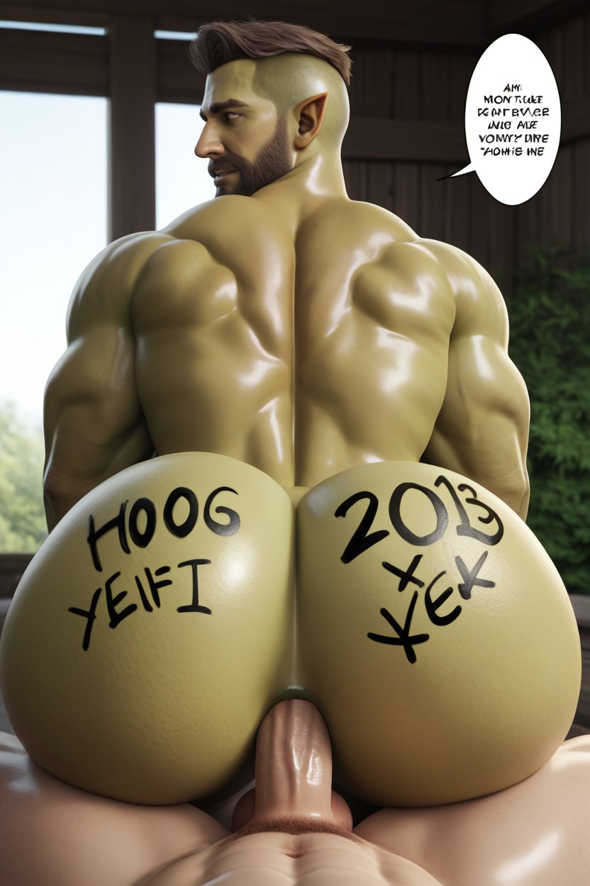 Indoors, Body Writing On Ass, Bottom Is Powerful AI Gay Porn