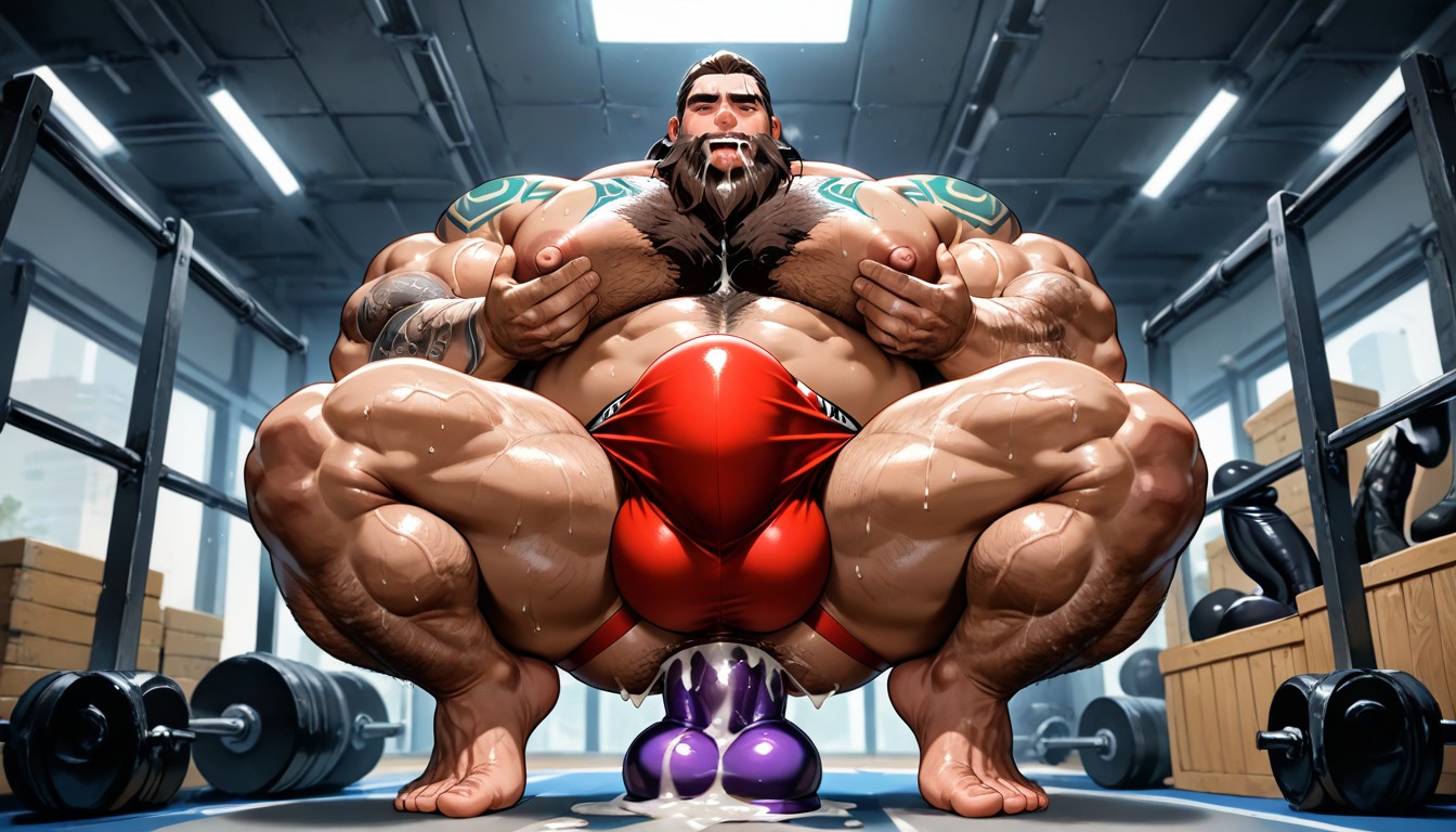 Giant Pecs, Gigantic Bulge, Cum Flooded In Floor AI Gay Porn