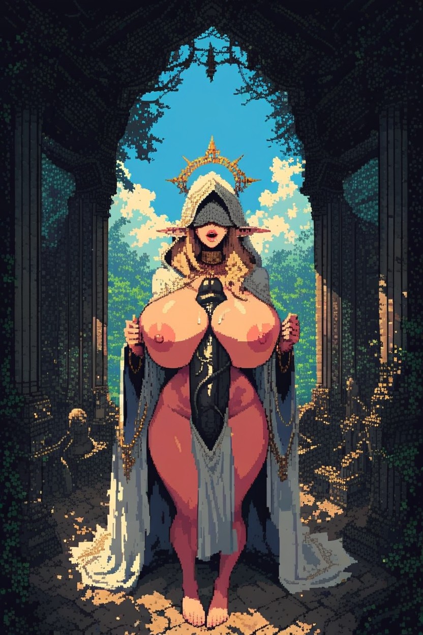Agachándose, Full Body, Holy Priestess Hentai IA