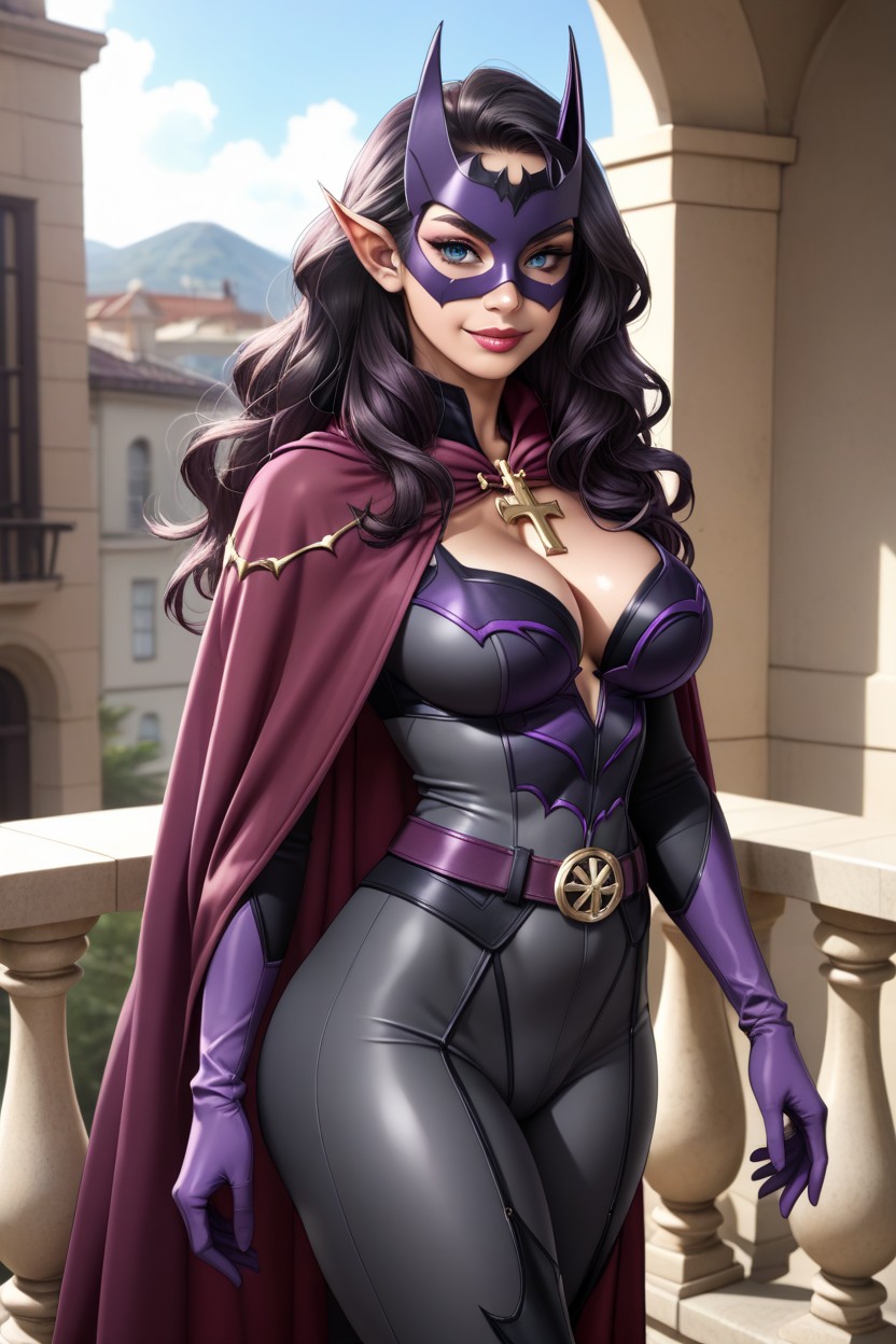 Thigh-high Black Boots, Female Superhero, Full Red Lips AIポルノ