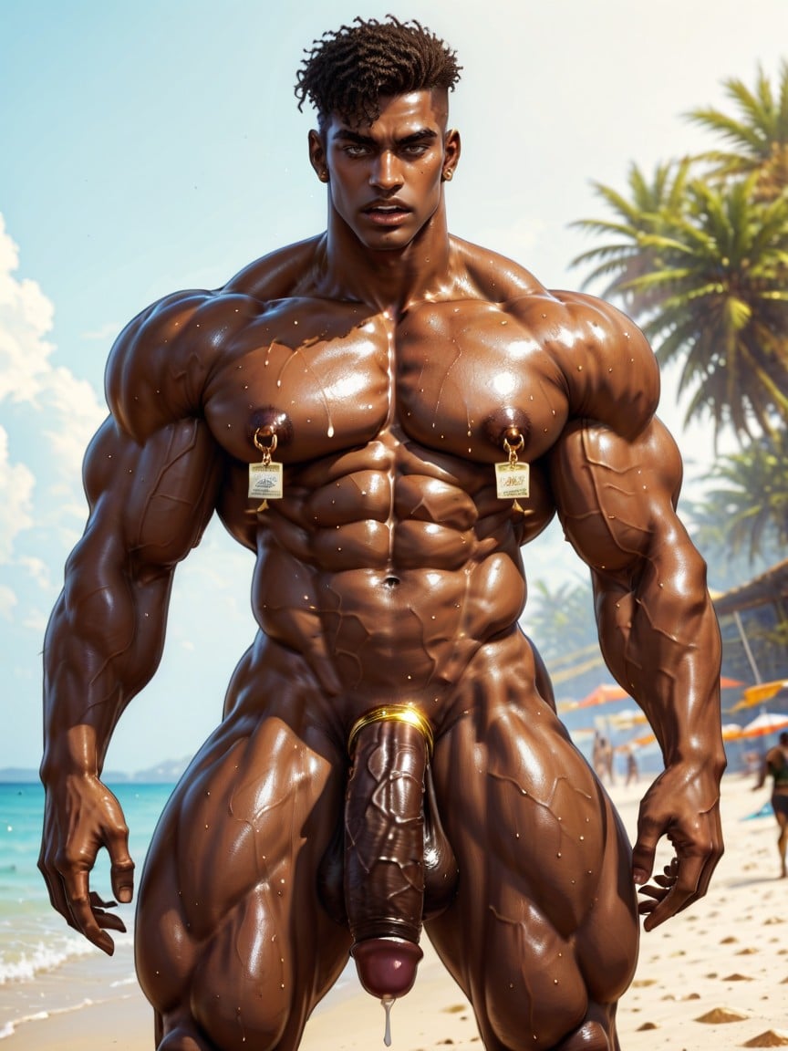 Messy Hair, African, Flaccid Cock AI Gay Porn