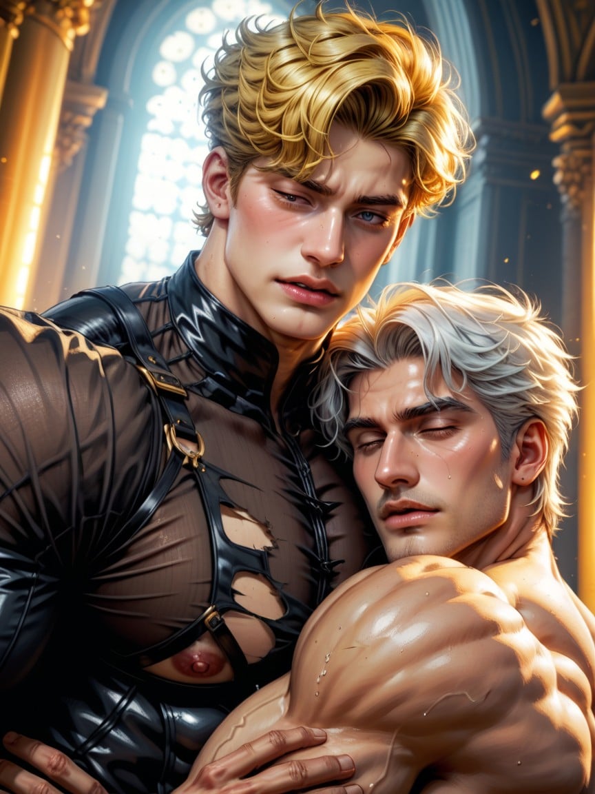Hyper Detailed Features, Both Cocks Visible, Naked AI Gay Porn