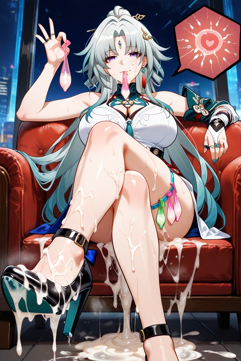 Sitting, Semen Soaked High Heels, Cum Dump Hentai AI Porn