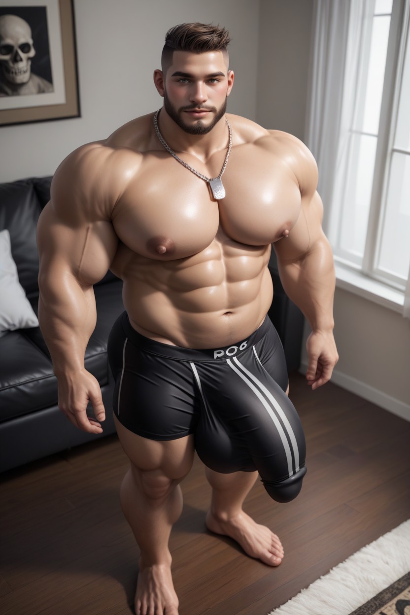 White And Black Furniture, Massive Bulge, Touching AI Gay Porn