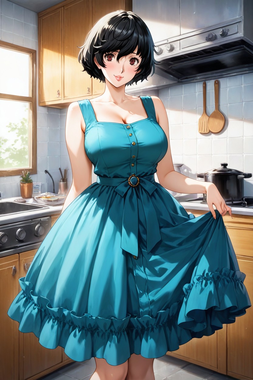 Black Hair, キッチン, Puffy Lips AIポルノ