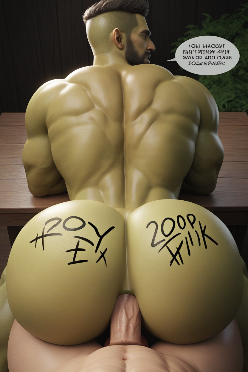 Masculine, Body Writing, Muscular AI Gay Porn