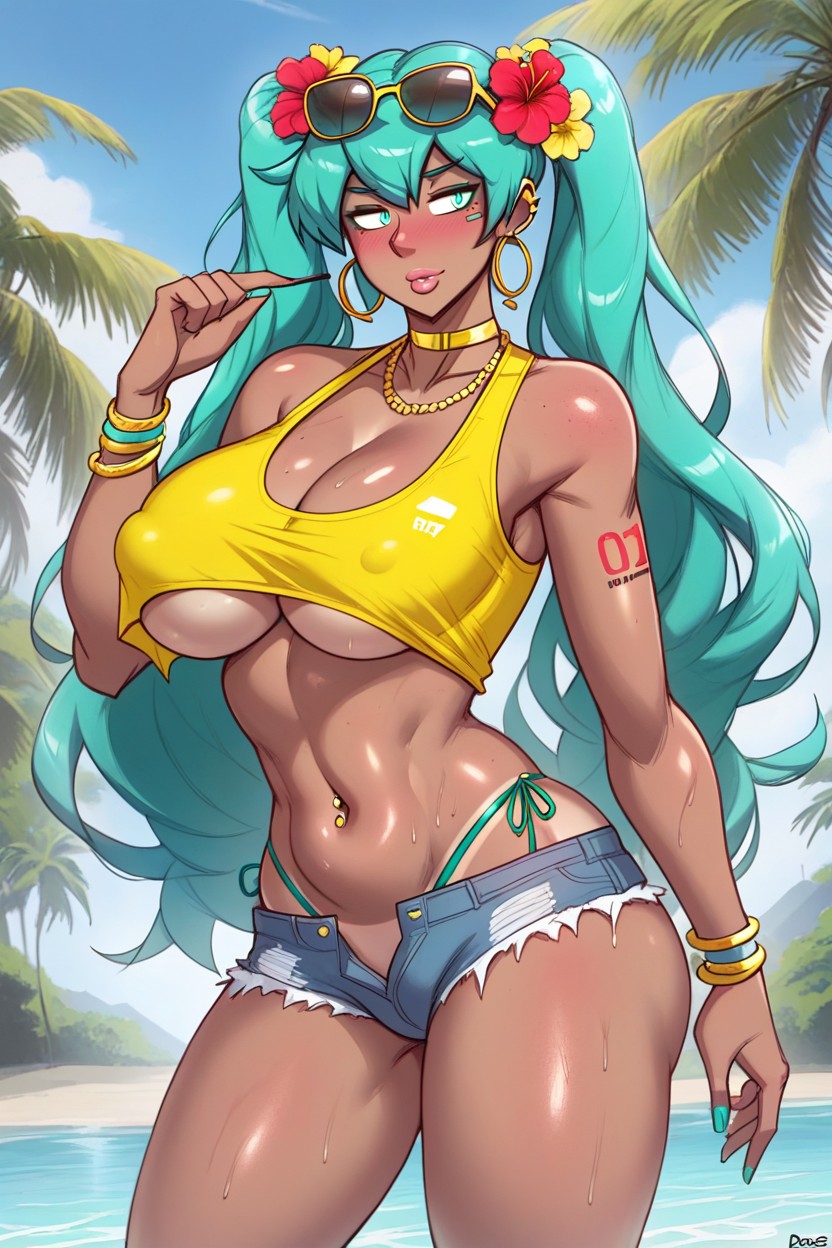 Sunglasses On Head, No Underwear, Oiled Skin Hentai IA