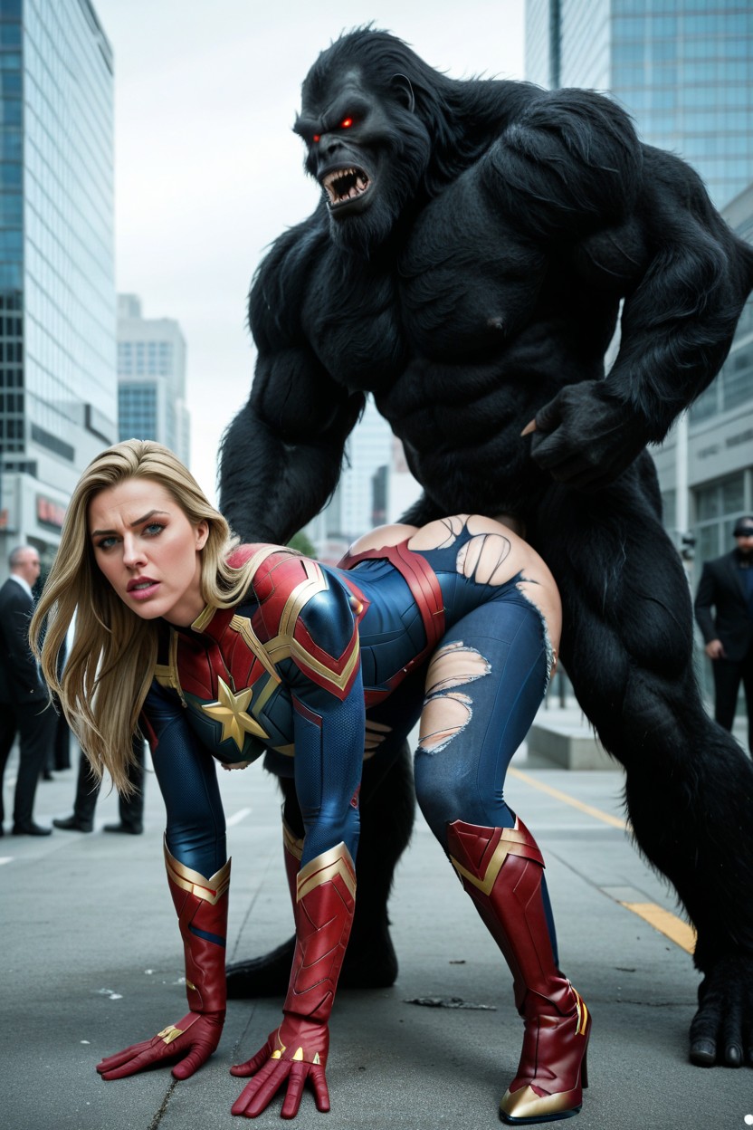Recent Adult, Giant Massive Beast Grabs The Woman, 破れた服 AIポルノ