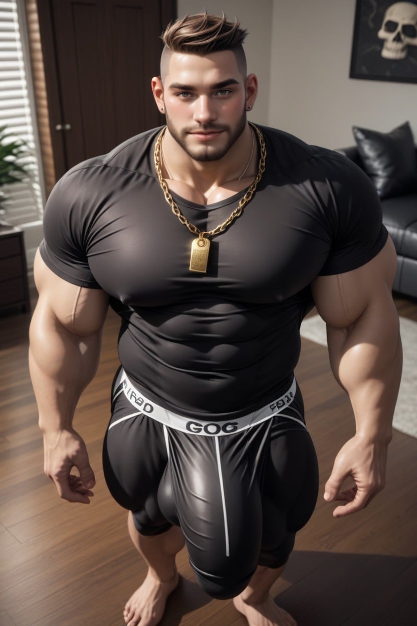 Naked, Brown Hair, Hyper Bulge AI Gay Porn