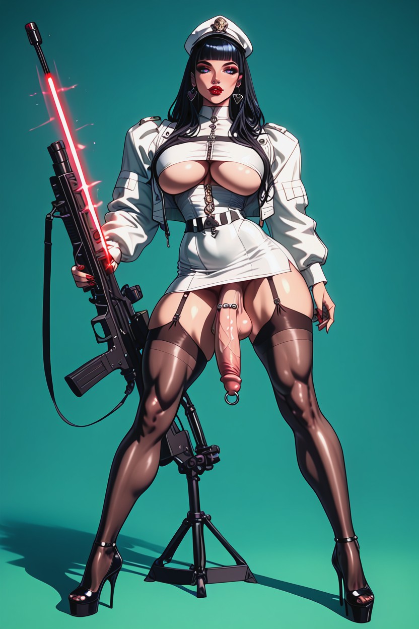 Black Hair, White High Heels, Long Legs 人妖AI色情