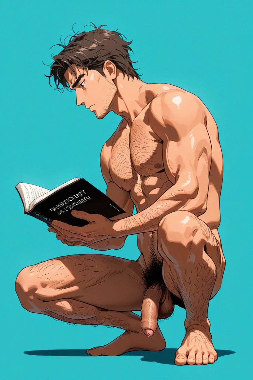 1 Person, Skinny, Arching Over Book AI Gay Porn