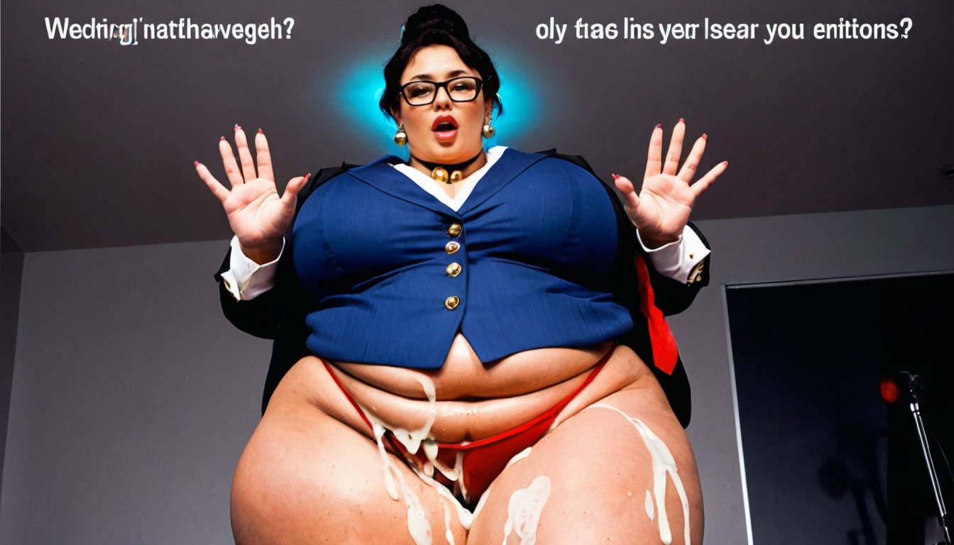 Earrings, Emphasizes The Bulge Of Own Huge Boobs, Extremely Large Ass BBW AI Porn