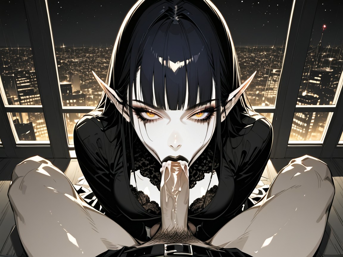 Rounded Breast, Athletic, Black Lace Choker Hentai AI Porn