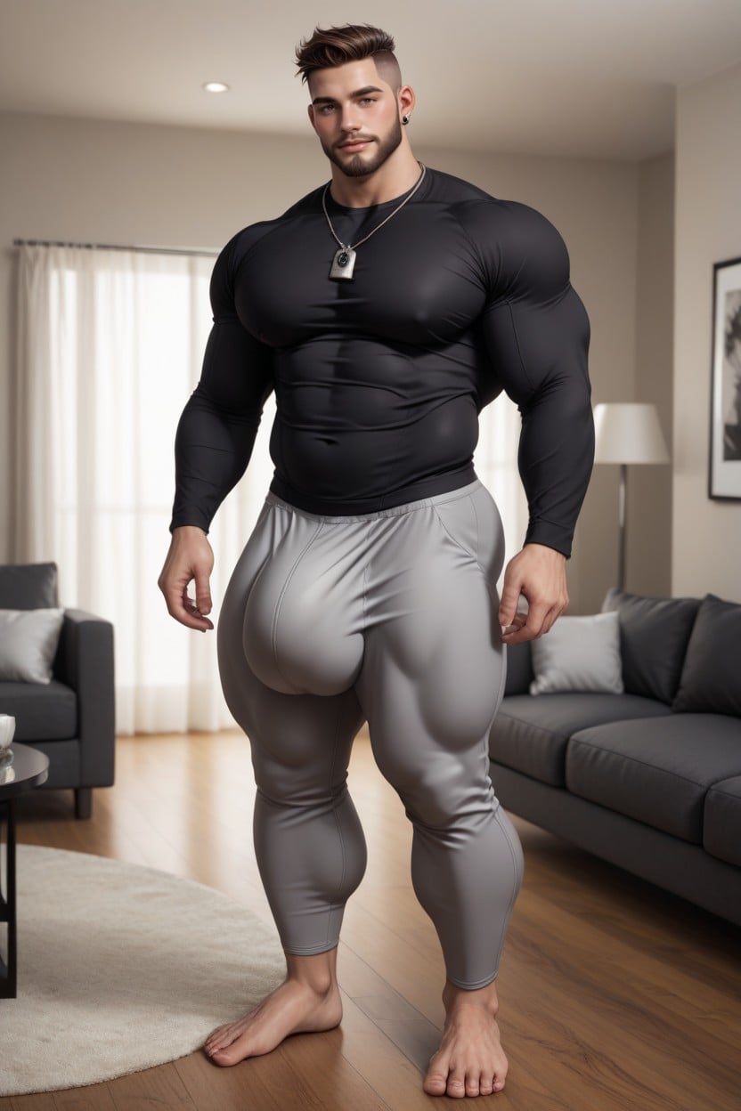 Naked, Hyper Huge Cock, Brown Beard AI Gay Porn