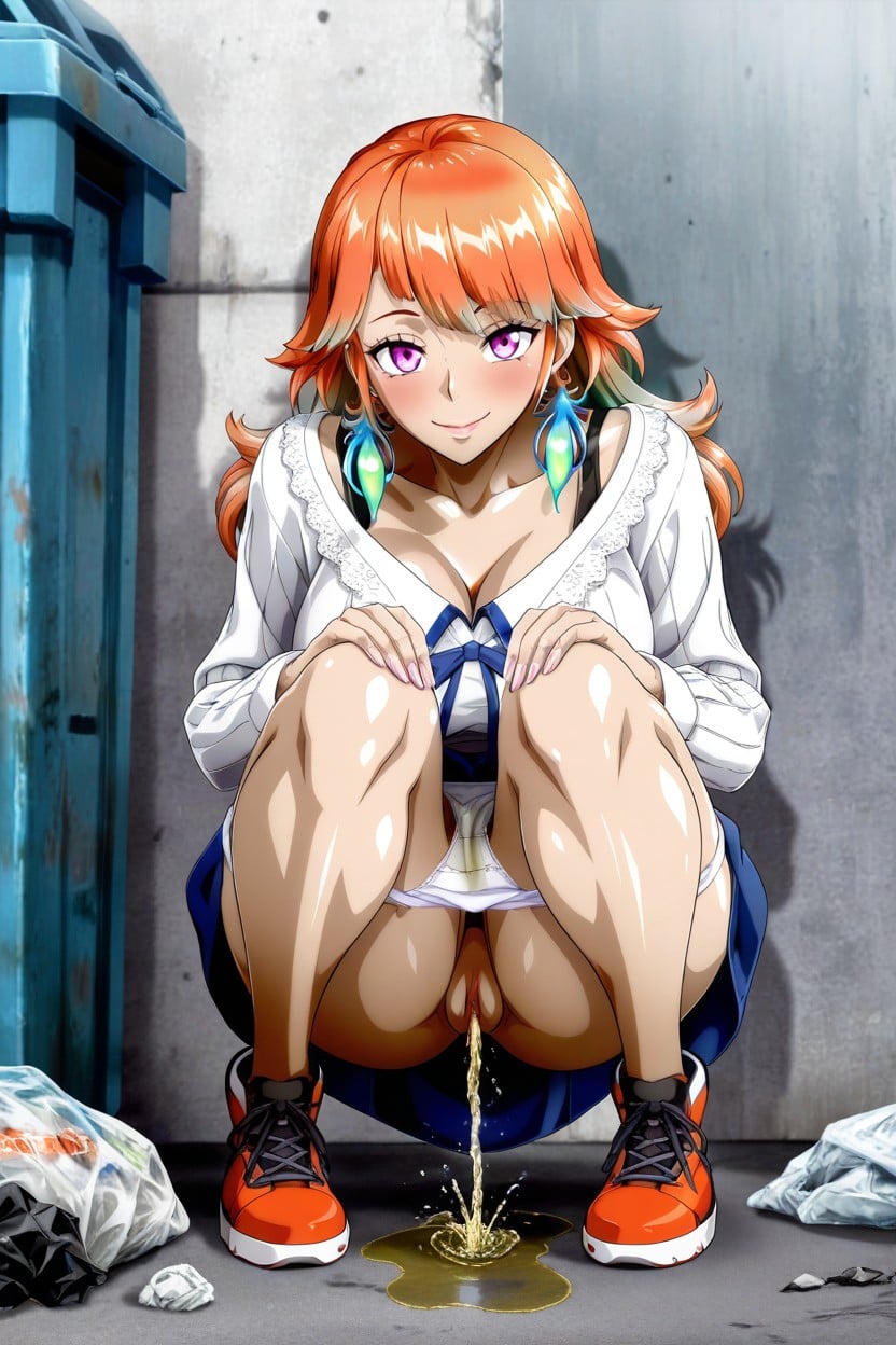 Takanashi Kiara, Detailed Photorealistic Texture, Trash On Ground Hentai AI Porn