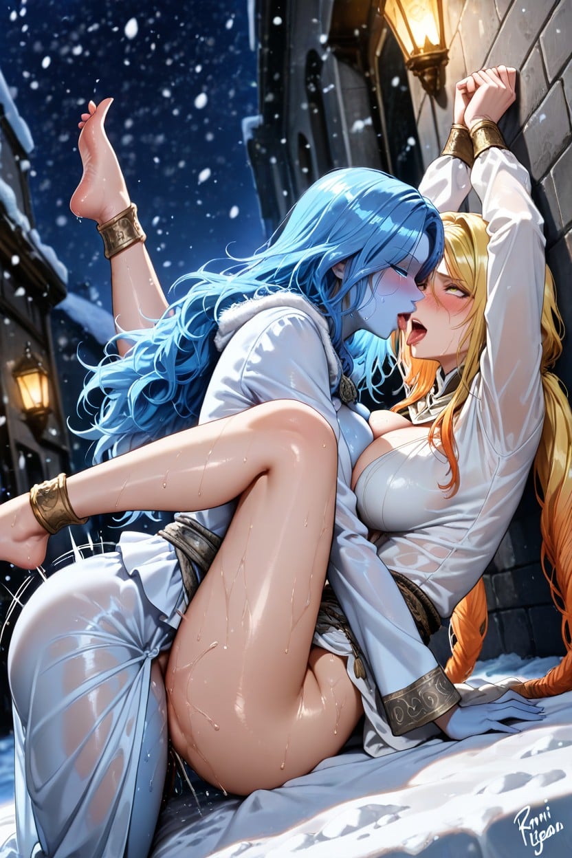 Ranni The Witch Pinned Against Wall, Beautiful Body, Ranni Lesbian Hentai AI Porn