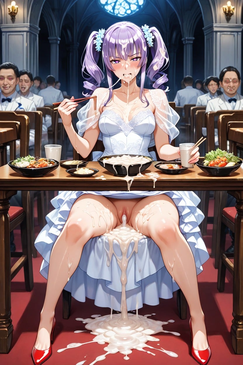 Sitting Down, Cum Covered Everywhere, Mouth Cum Drip Hentai AI Porn