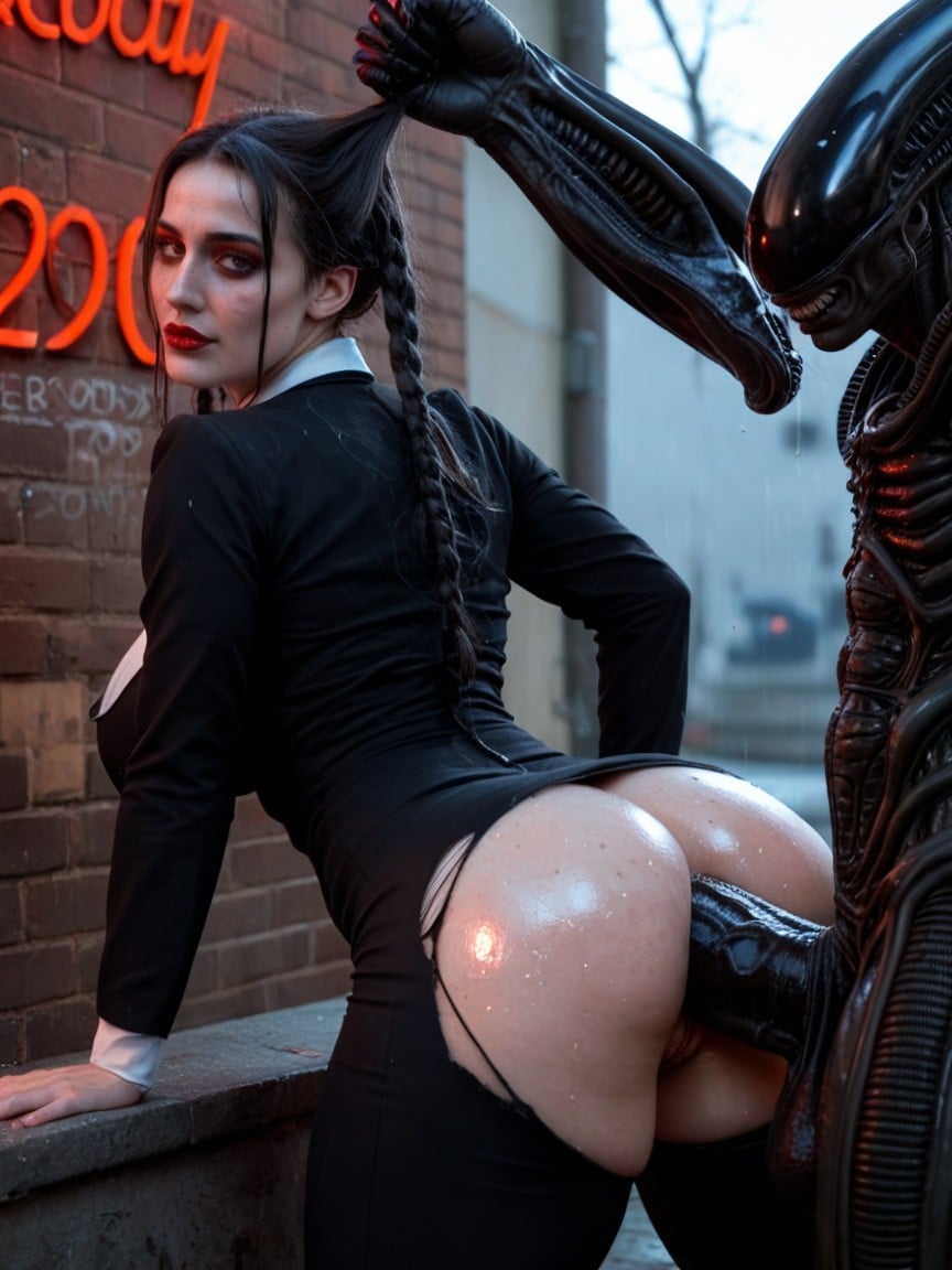 Male Bigger Then Female, Мокрая Одежда, Monster Grabing Woman's Hair ИИ порно